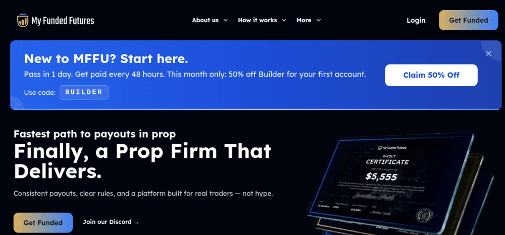 MyFundedFutures homepage