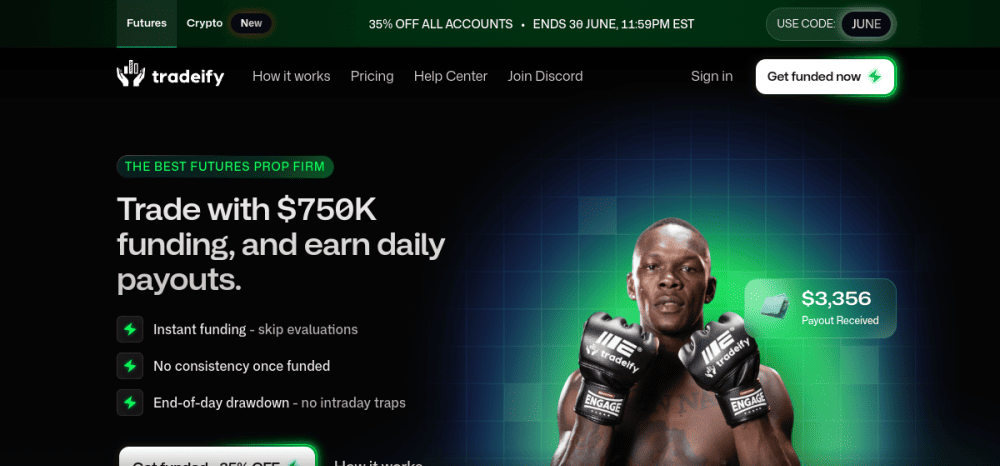 Tradeify homepage